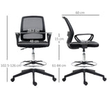 Vinsetto Ergonomic Mesh Back Draughtsman Chair, Tall Standing Desk Chair with Adjustable Height and Footrest 360 Swivel, Black
