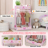 AIYAPLAY Kids Clothes Rail with Two Shelves, for 3-8 Years, Pink