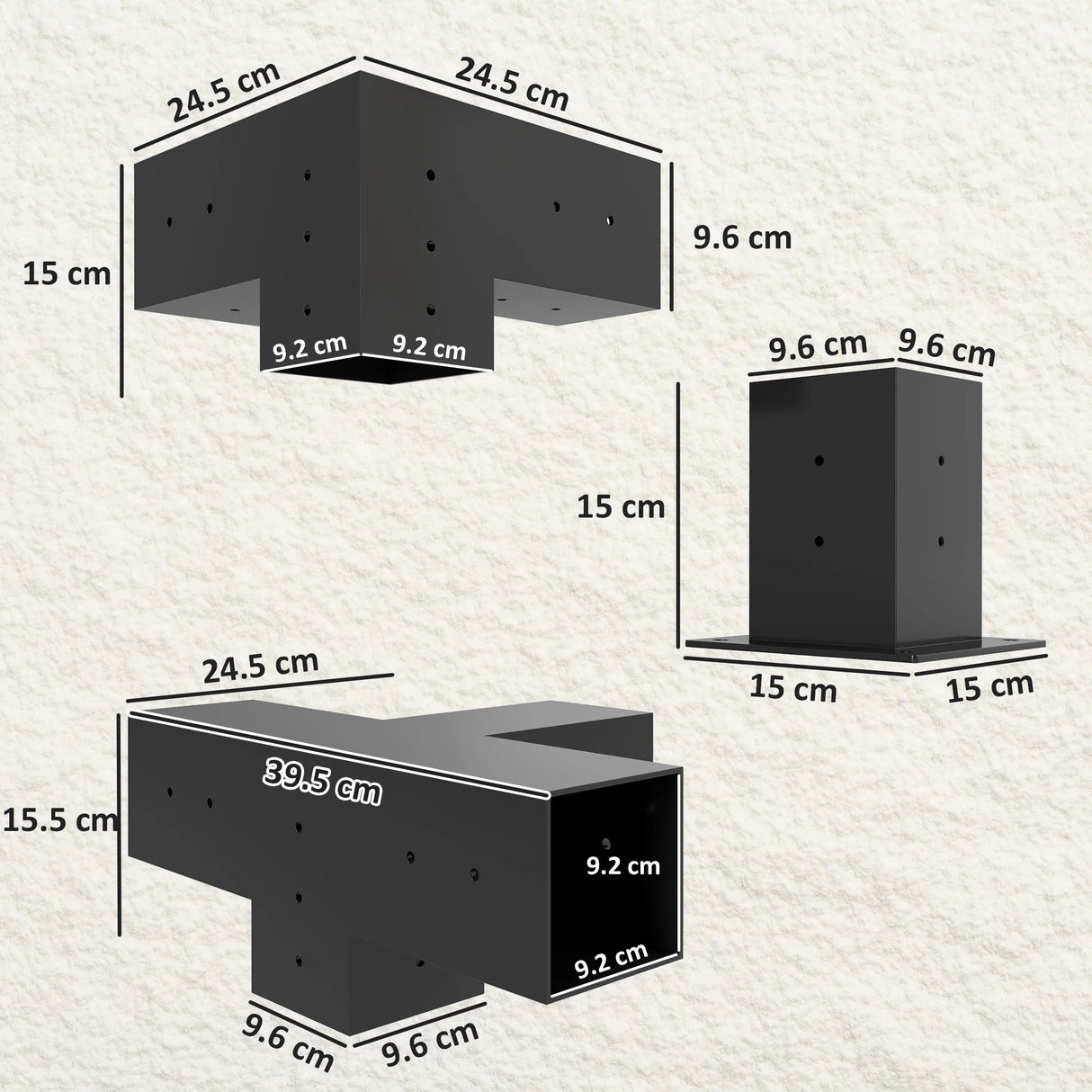 Outsunny 12PCS Pergola Kit, Pergola Brackets with 3-Way & 4-Way Corner Brackets for 9.6 x 9.6 cm (Actual 9.2 x 9.2 cm) Lumber