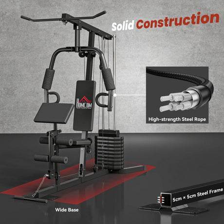 HOMCOM Multi-Exercise Gym Station, with 45kg Weight Stack, for Full Body Workout