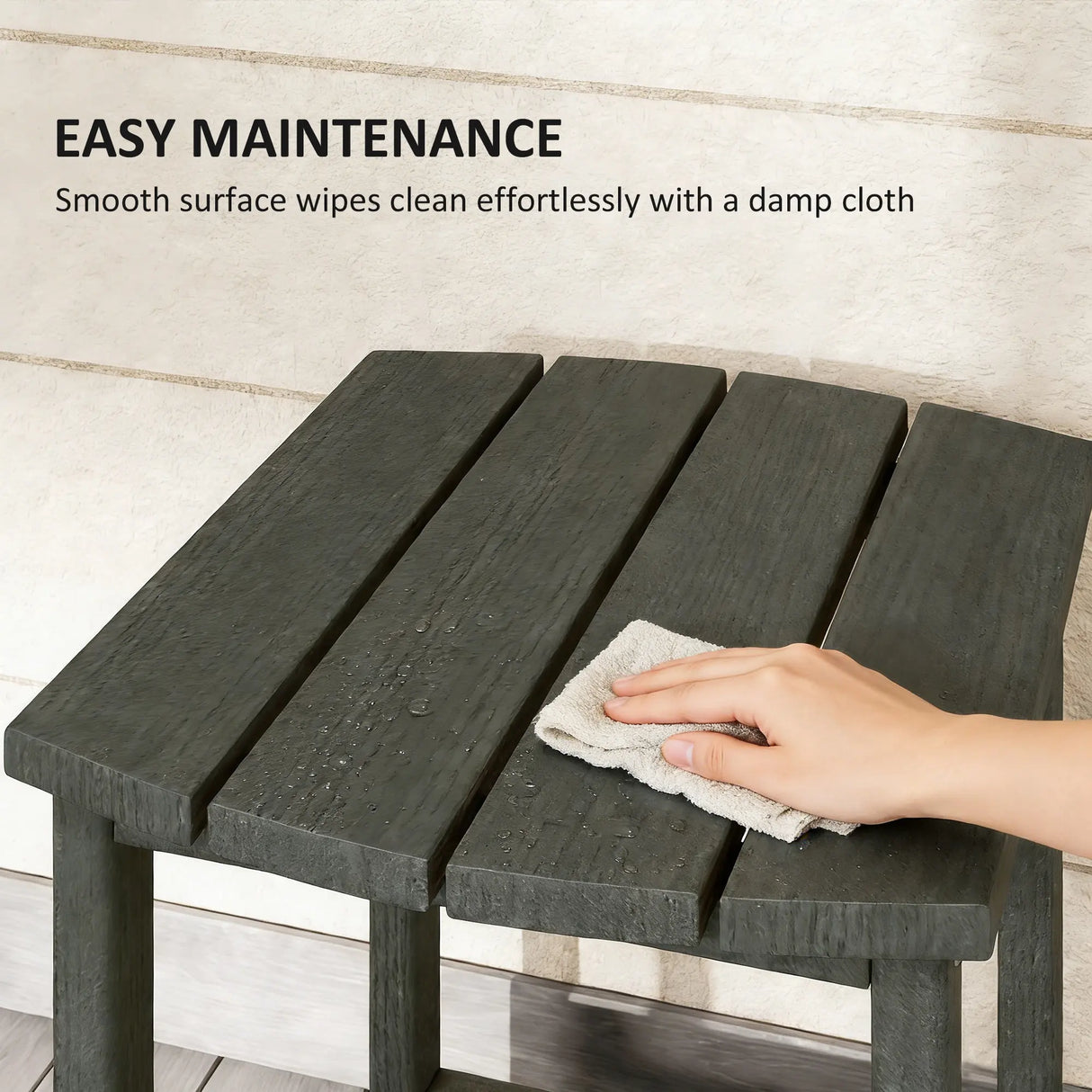 Outsunny Outdoor Side Table, Garden Coffee Table, All-Weather Adirondack Side Table for Garden, Beach, Indoor Outdoor, Grey