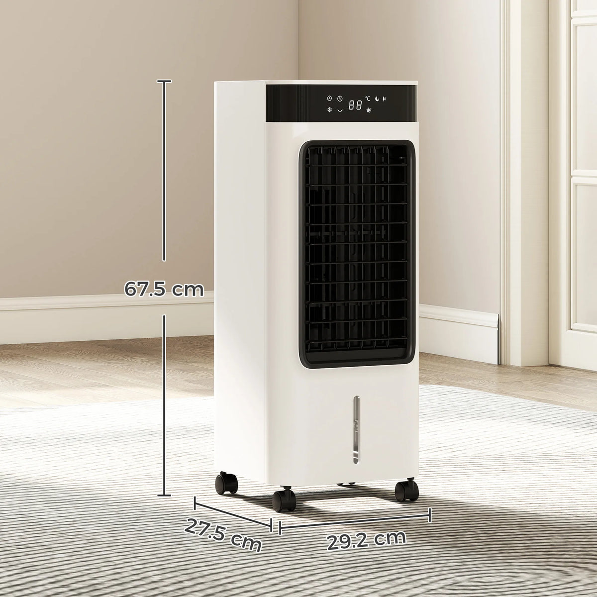 HOMCOM Portable Air Cooler, 3-In-1 Evaporative Air Cooler with 7 Litre Water Tank, 48 Oscillation, White