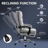 Vinsetto Office Chair with Footrest, Double Padding Ergonomic Desk Chair with 6-Point Vibration Massage and Back Heating, Microfibre Fabric with 135° Reclining Back, Grey