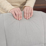 HOMCOM Linen Swivel Recliner Chair with Footstool, Upholstered Reclining Armchair with Wooden Base for Living Room, Light Grey