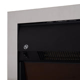 HOMCOM Contemporary Electric Fireplace Coal Burning Flame Effect Inset Fire Place Space Heater Glass View LED Lighting with Remote Control, 1000W/2000W