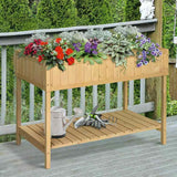 Outsunny Garden Wooden Planters, Rectangular 8 Compartment Plant Stand, Oak Tone