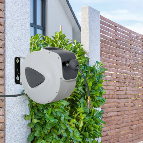 DURHAND Retractable Air Hose Reel 15m+ 140cm Hose Diameter 3/ 8" 9.5mm, Hose Connector 1/ 4" BSP, Wall Mount Auto Rewind Hose- Reel