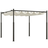 Outsunny 3 x 3(m) Garden Pergola with Retractable Roof and Magnetic Fixture, Outdoor Gazebo Pergola Kit Sun Shade Canopy, UPF30+, 80mm Metal Column, Cream White