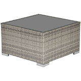 Outsunny Square PE Wicker Rattan Table, with Glass Top - Light Grey