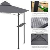 Outsunny 2.5M (8ft) New Double-Tier BBQ Gazebo Grill Canopy Barbecue Tent Shelter Patio Deck Cover - Grey