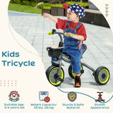 AIYAPLAY Kids Trike, Tricycle, with Adjustable Seat, Basket, Bell, for Ages 2-5 Years - Black