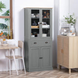 HOMCOM 180cm Tall Kitchen Pantry Cupboard, Freestanding Storage Cabinet with 5 Tier, Adjustable Shelves,  Drawer, Grey