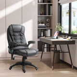 HOMCOM 6-Point Massage Office Chair with Seat Heated for Home Office, PU Leather High Back Executive Desk Chair with Adjustable Height and 360 Swivel for Work Study, Black
