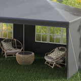 Outsunny 6 x 3 m Party Tent Gazebo Marquee Outdoor Patio Canopy Shelter with Windows and Side Panels Dark Grey