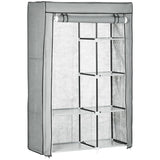 HOMCOM Fabric Wardrobe, Portable Wardrobe with 6 Shelves, 1 Hanging Rail, Foldable Closets, 103 x 43 x 162.5 cm, Light Grey