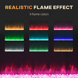 HOMCOM 102cm/40" Electric Fireplace, 2000W Recessed and Wall Mounted Electric Fire with Remote Control, 9 Flame Colour and Crystal, Black