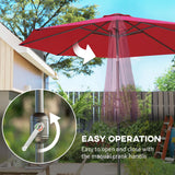 Outsunny 3(m) Tilting Parasol Garden Umbrellas, Outdoor Sun Shade with 8 Ribs, Tilt and Crank Handle for Balcony, Bench, Garden, Wine Red