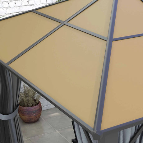 Outsunny 3 x 3.6m Garden Aluminium Gazebo Hardtop Roof Canopy Marquee Party Tent Patio with Mesh Curtains & Side Walls - Grey