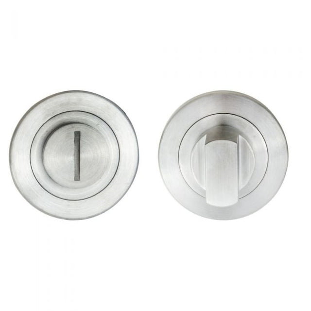STEELWORX TURN & RELEASE ON CONCEALED FIX ROUND ROSE NO INDICATOR (50MM X 6MM) - SATIN STAINLESS STEEL - SET