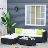 Outsunny White Rattan Garden Furniture 4-Seater Outdoor Sofa Set with Coffee Table - White