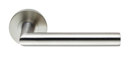 316 GRADE 19MM DIA-GRADE 4 MITRED LEVER ON SS THREADED ROSE - SATIN STAINLESS STEEL - PAIR