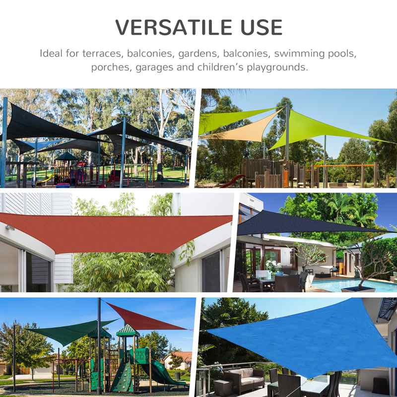 Outsunny 5 x 4m Sun Shade Sail HDPE Rectangle Canopy Outdoor Sunscreen Awning with Mounting Ropes for Garden, Patio, Party, UV Protection, Charcoal Grey