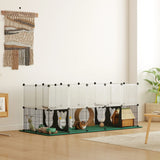 PawHut Pet Playpen with Waterproof Mat, DIY Small Animal Enclosure 34 Panels, Indoor/Outdoor Metal Pet Fence for Guinea Pigs