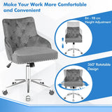 Upholstered Home Office Chair with Wheels and Nailhead Trim