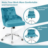 Tufted Upholstered Swivel Computer Desk Chair-Turquoise