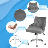 Upholstered Home Office Chair with Wheels and Nailhead Trim