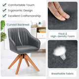 Ergonomic Armchairs with Linen Fabric Cover for Home Office-Grey