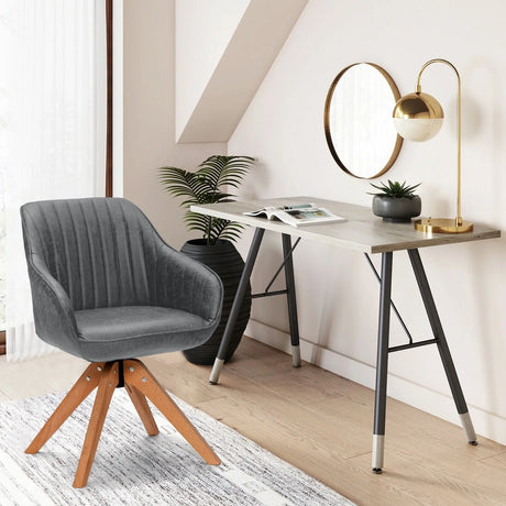 Ergonomic Armchairs with Linen Fabric Cover for Home Office-Grey