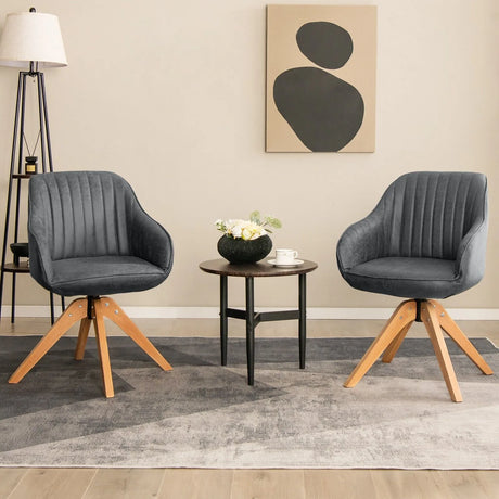 Ergonomic Armchairs with Linen Fabric Cover for Home Office-Grey