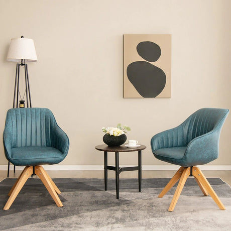 Ergonomic Armchairs with Linen Fabric Cover for Home Office-Blue