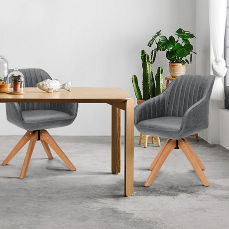 Ergonomic Armchairs with Linen Fabric Cover for Home Office-Grey