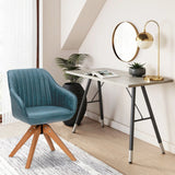 Ergonomic Armchairs with Linen Fabric Cover for Home Office-Blue
