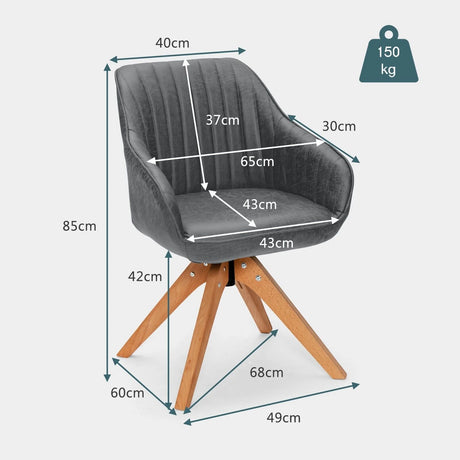 Ergonomic Armchairs with Linen Fabric Cover for Home Office-Grey