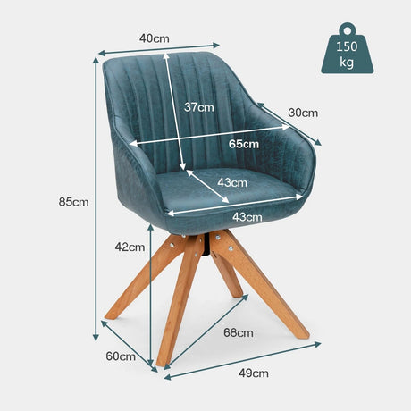 Ergonomic Armchairs with Linen Fabric Cover for Home Office-Blue