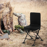 Swivel Folding Chair with Backrest and Padded Cushion-Black