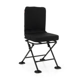 Swivel Folding Chair with Backrest and Padded Cushion-Black
