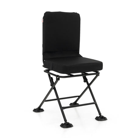 Swivel Folding Chair with Backrest and Padded Cushion-Black