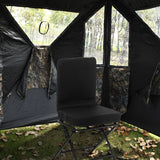 Swivel Folding Chair with Backrest and Padded Cushion-Black
