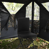 Swivel Folding Chair with Backrest and Padded Cushion-Black