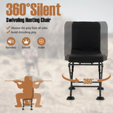 Swivel Folding Chair with Backrest and Padded Cushion-Black
