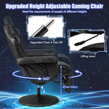 Electric Massage Gaming Chair with Cup Holder and Side Pouch-Black