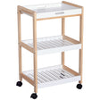 HOMCOM 3-Tier Mobile Kitchen Trolley Cart Storage Shelves Rack Rolling Wheels White 46 x 35 x 74.5 cm