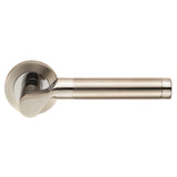 LUCERNA LEVER ON SPRUNG SCREW-ON ROUND ROSE - BRIGHT STAINLESS STEEL/SATIN STAINLESS STEEL - PAIR