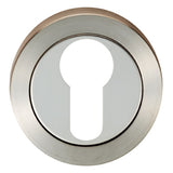 ESCUTCHEON - EURO PROFILE - SCREW-ON ROUND ROSE - BRIGHT STAINLESS STEEL/SATIN STAINLESS STEEL - 52 x7 - EACH