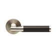 CARBON LEVER ON SPRUNG SCREW-ON ROUND ROSE - SATIN STAINLESS STEEL - PAIR