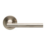 SOHO LEVER ON SPRUNG SCREW-ON ROUND ROSE - SATIN STAINLESS STEEL - PAIR